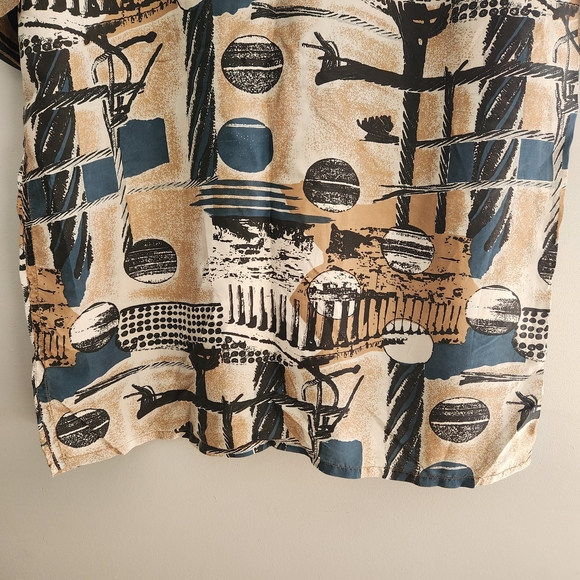 Vintage Expressions World Wide Havana Men's Abstract Print Shirt - Picture 6 of 12